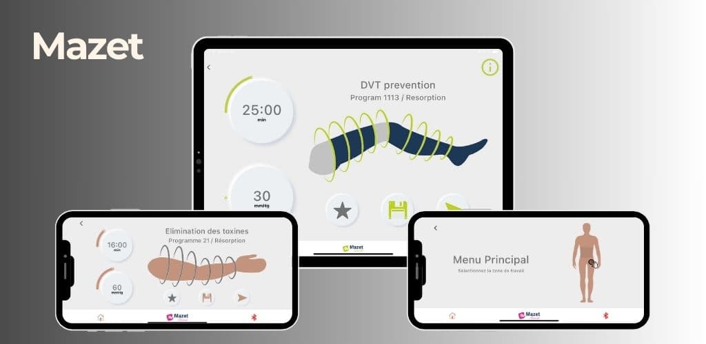 Aperçu du projet Mazet/Slimpress : application connectée Bluetooth pour piloter une machine de massage